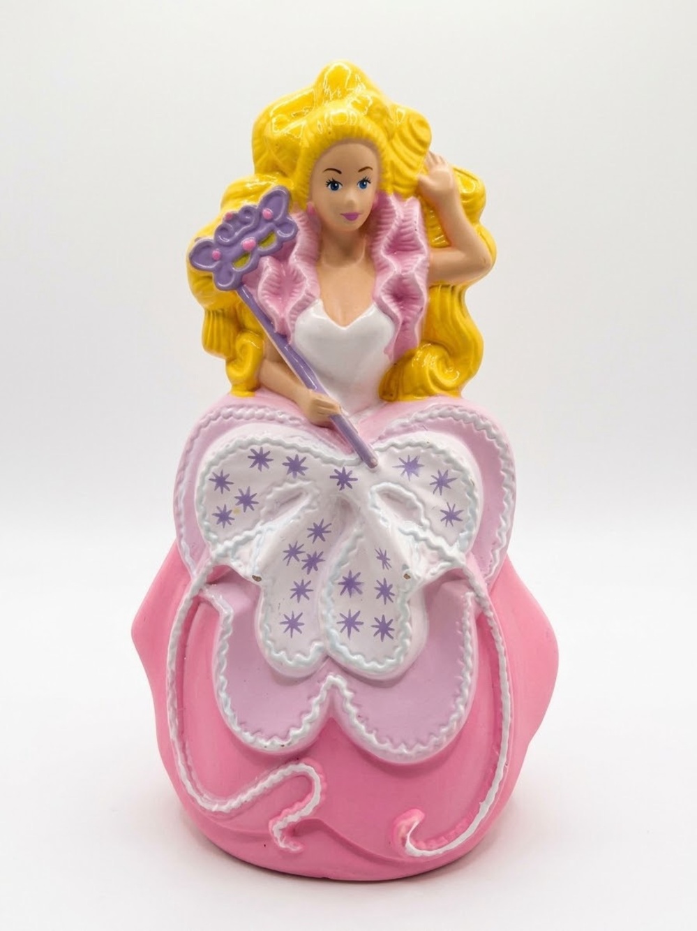 Barbie Pink, White & Yellow Princess Figurine with Purple Wand